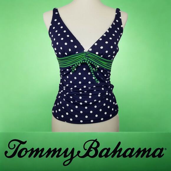 Tommy Bahama Tankini Top |‎ Womens Polka Dot Swim Tank | Size S - Picture 1 of 7